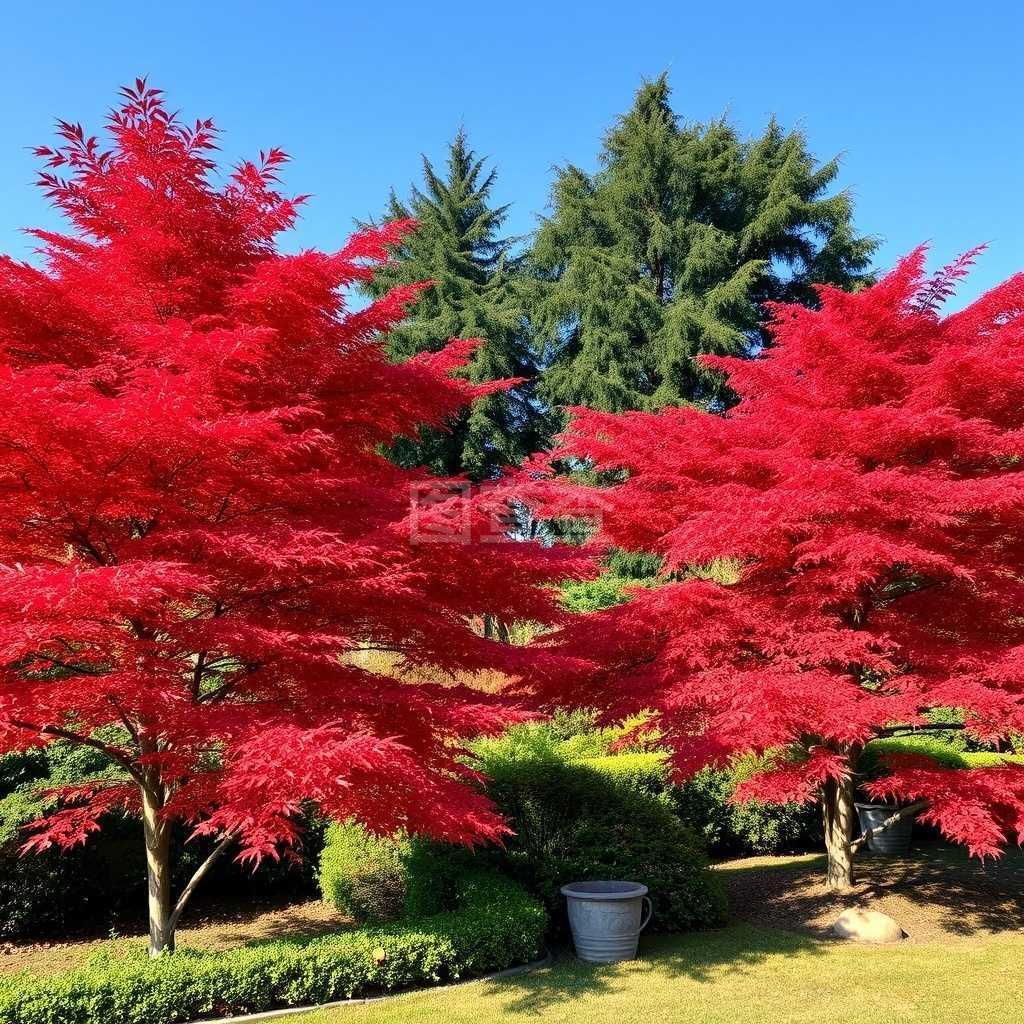 日本花園里的紅楓樹